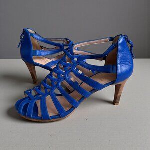 STUART WEITZMAN Blue Leather Resort Collection Sandals Heels Size 38 / US 8